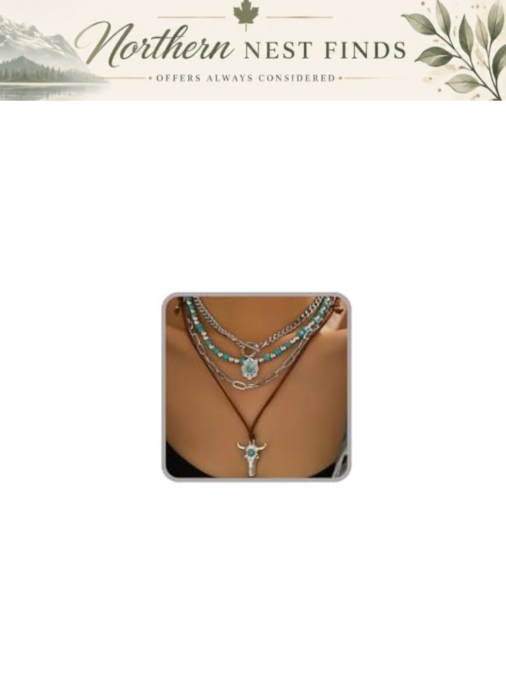 Layered Western Necklaces Turquoise Beaded Boho Stackable Chain